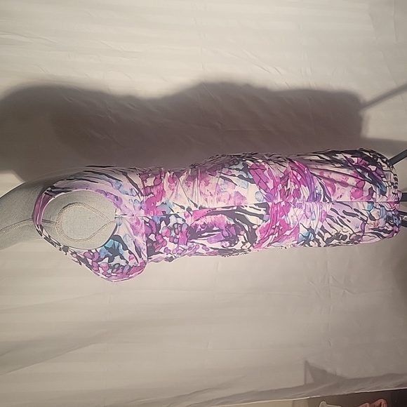 Bisou Bisou Purple Abstract Watercolor Print Sleeveless Dress Size: 10 - Picture 8 of 10